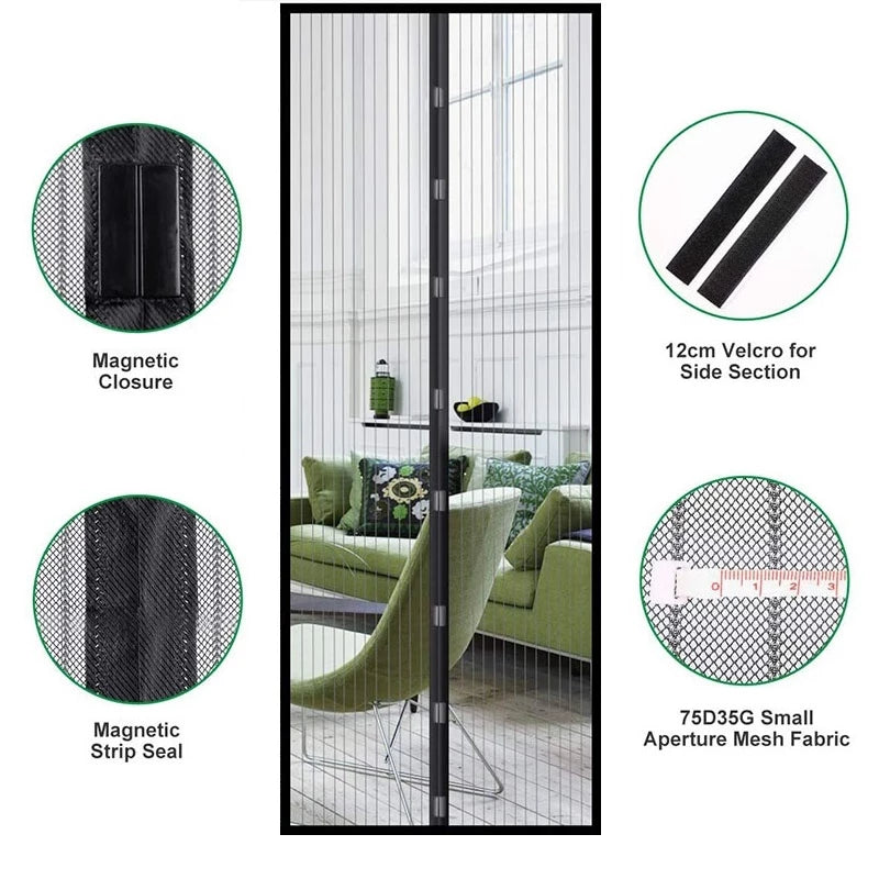 Anti-Mosquito Net | Magnetic Screen Door with Heavy Duty Mesh Curtain