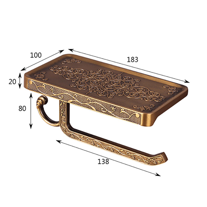 Antique Vintage Bronze Carving Bathroom With Phone Shelf Towel Roll Tissue Aluminum Rack Toilet Paper Holder Creative Wall Boxes