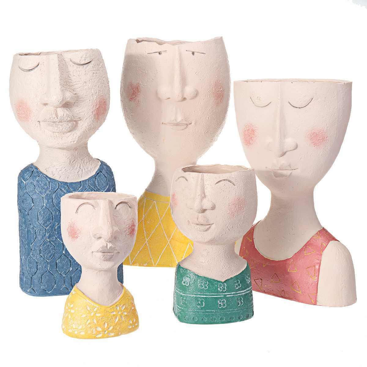 Face Planter Figurine Head Planter Pot
