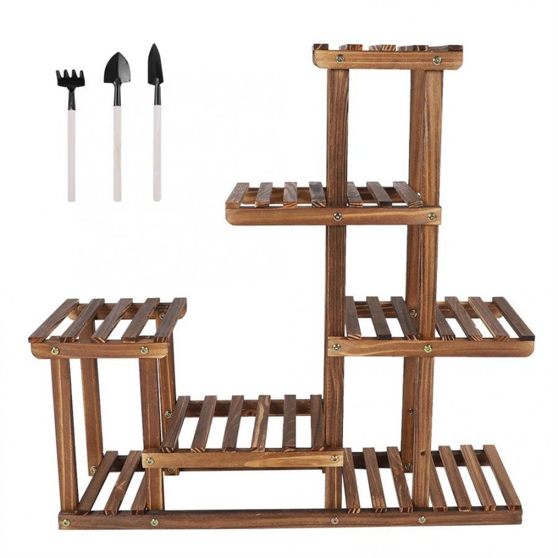 Wooden Plant Stand - Indoor & Outdoor Multi Flowerpot For Balcony, Living, Room Garden