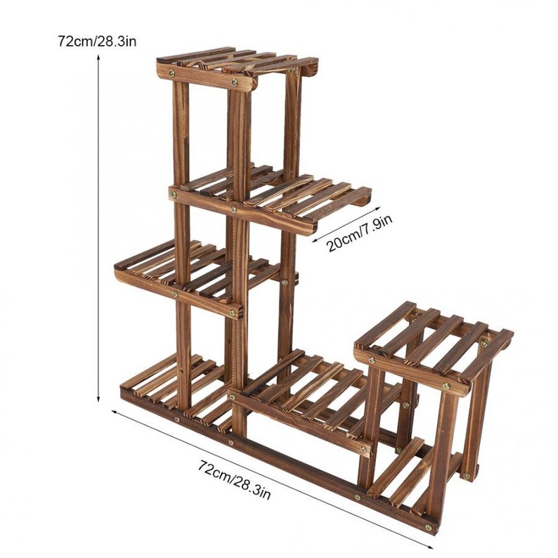 Wooden Plant Stand - Indoor & Outdoor Multi Flowerpot For Balcony, Living, Room Garden