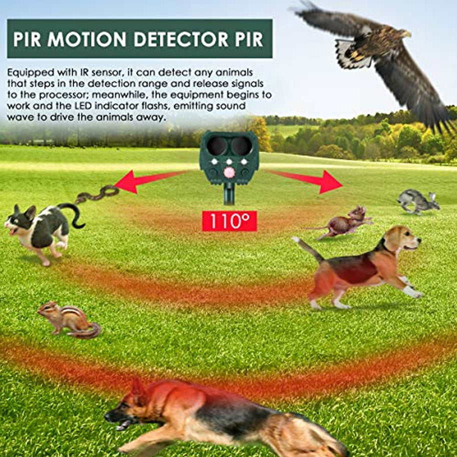 Ultrasonic Solar Powered Motion Activated Animal Repellent