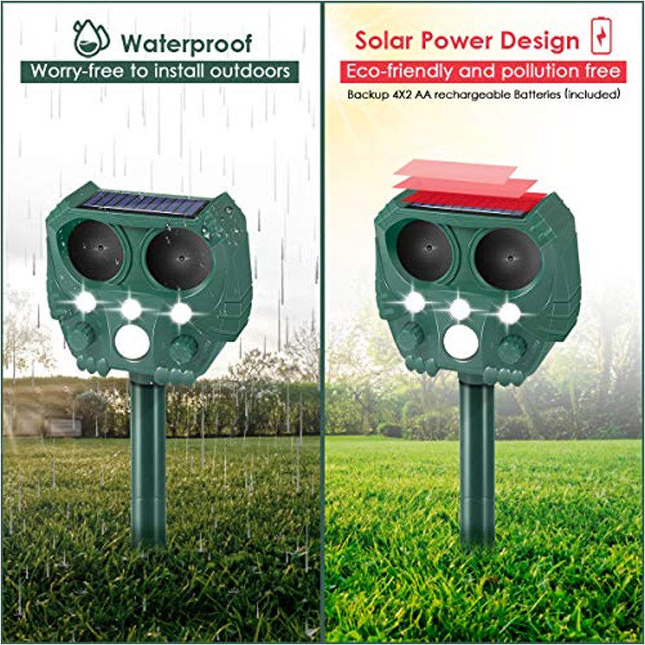 Ultrasonic Solar Powered Motion Activated Animal Repellent