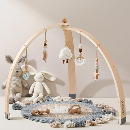 Baby Wooden Play Gym With Hanging Toys