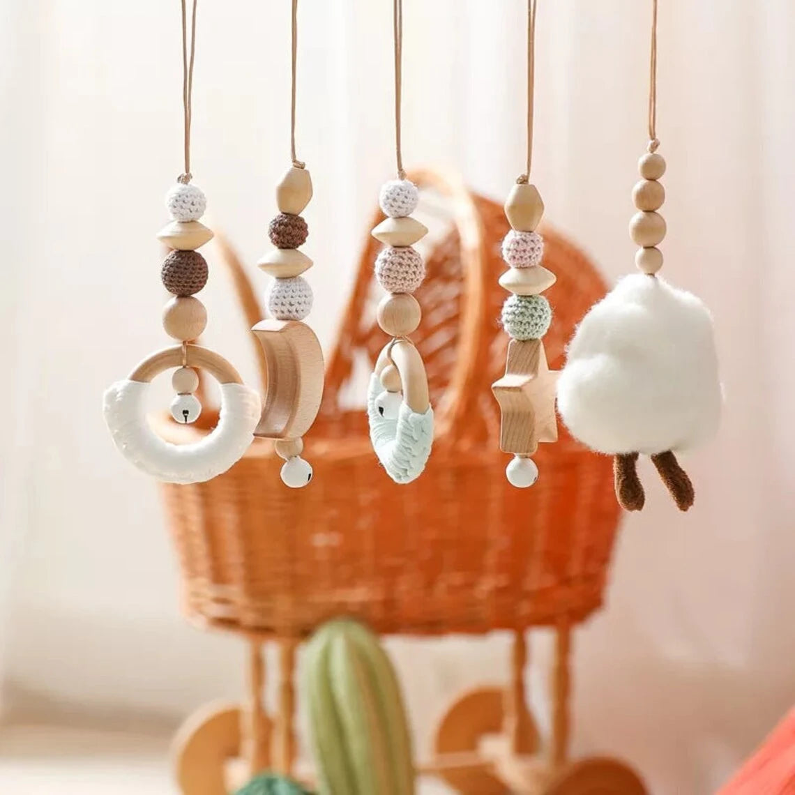 Baby Wooden Play Gym With Hanging Toys