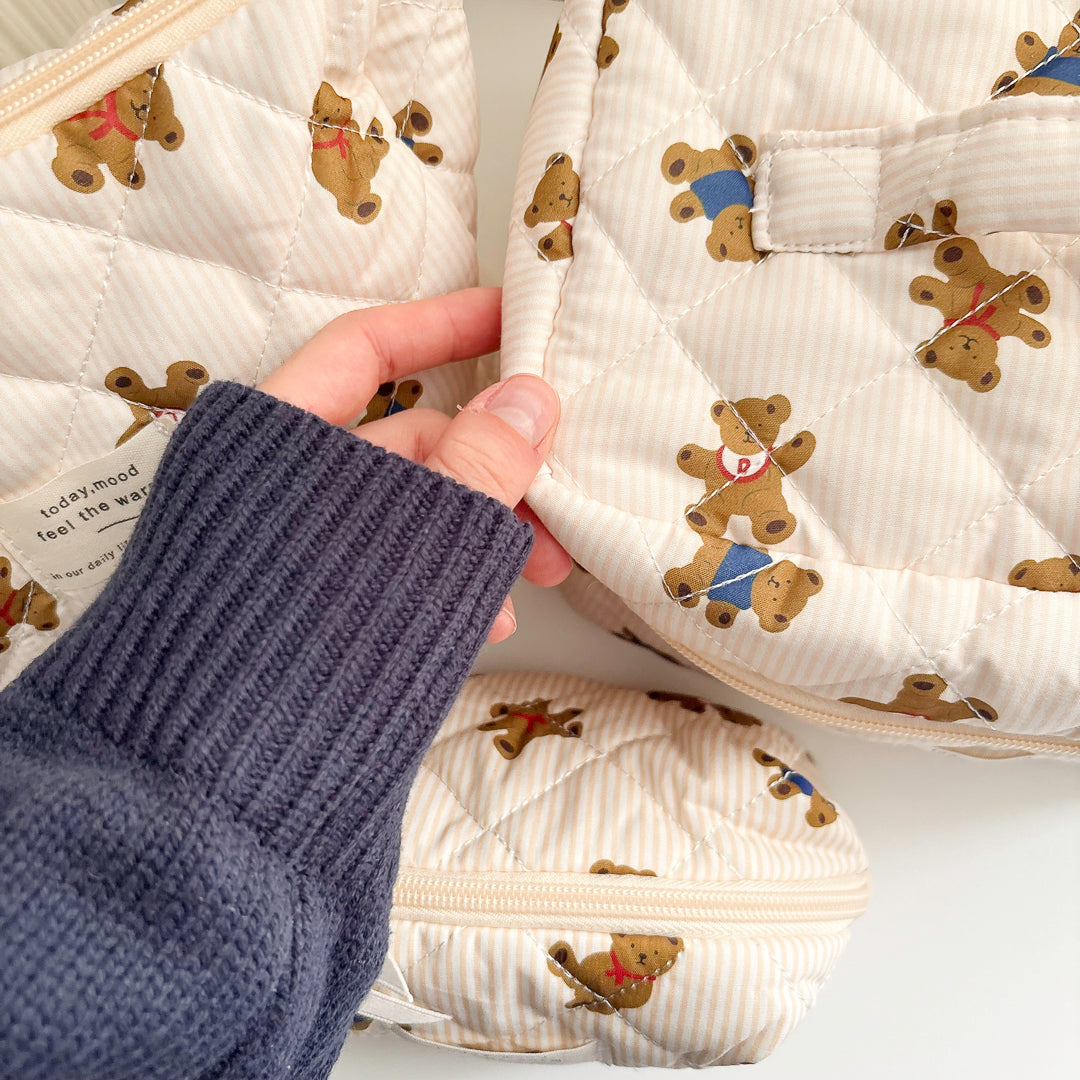 3 PCS Teddy Bear Makeup Bags