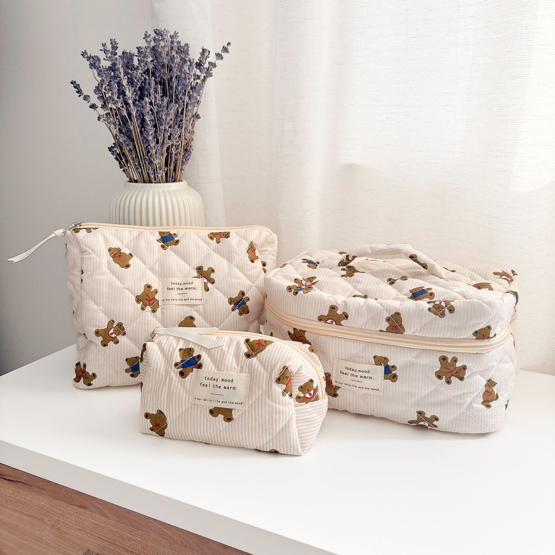 3 PCS Teddy Bear Makeup Bags