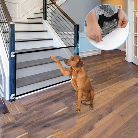 Retractable Dog Gate For Stairs - Indoor Mesh Puppy Gate