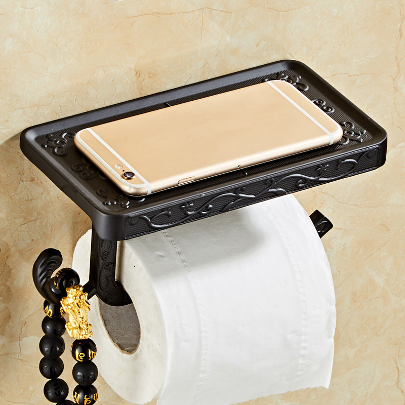 Antique Vintage Bronze Carving Bathroom With Phone Shelf Towel Roll Tissue Aluminum Rack Toilet Paper Holder Creative Wall Boxes