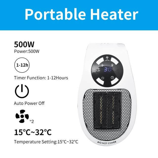 Portable Electric Heater - 500W Space Heater