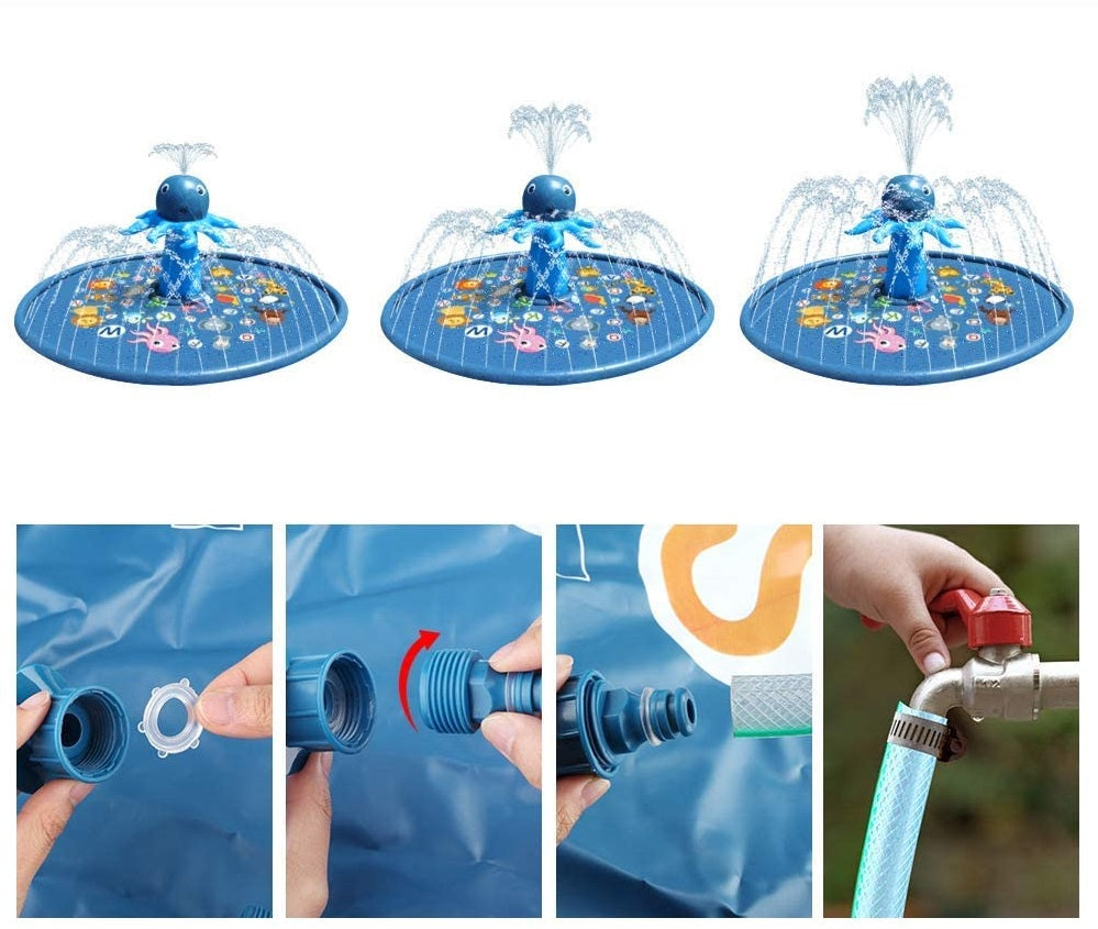 68” Kids Octopus Splash Pad | Mat Sprinkler Sprinkler for Kids