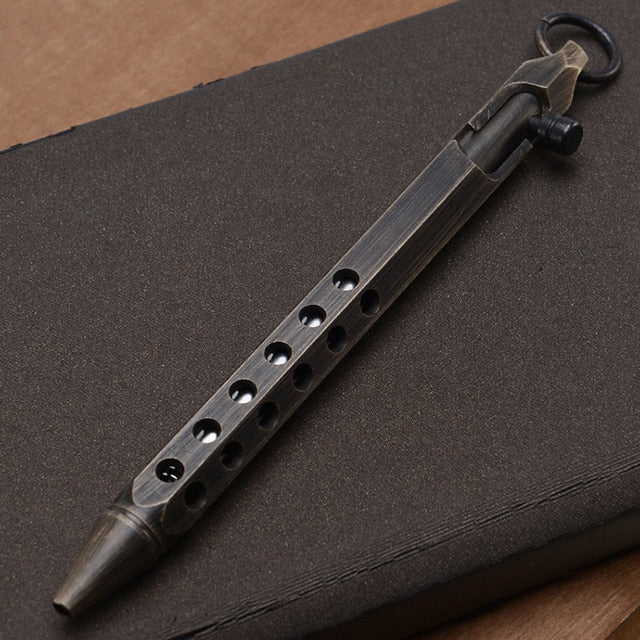 Outdoor Self-defense Retro Stainless Steel Machine Gun Pen | Stainless Steel Bolt Type Tactical Pen