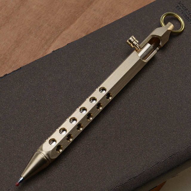 Outdoor Self-defense Retro Stainless Steel Machine Gun Pen | Stainless Steel Bolt Type Tactical Pen