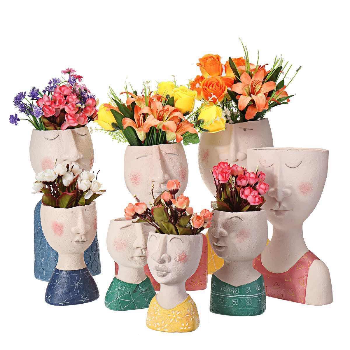 Face Planter Figurine Head Planter Pot