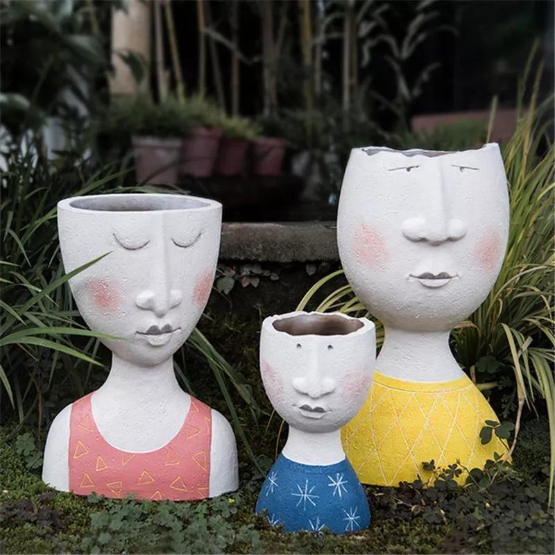 Face Planter Figurine Head Planter Pot