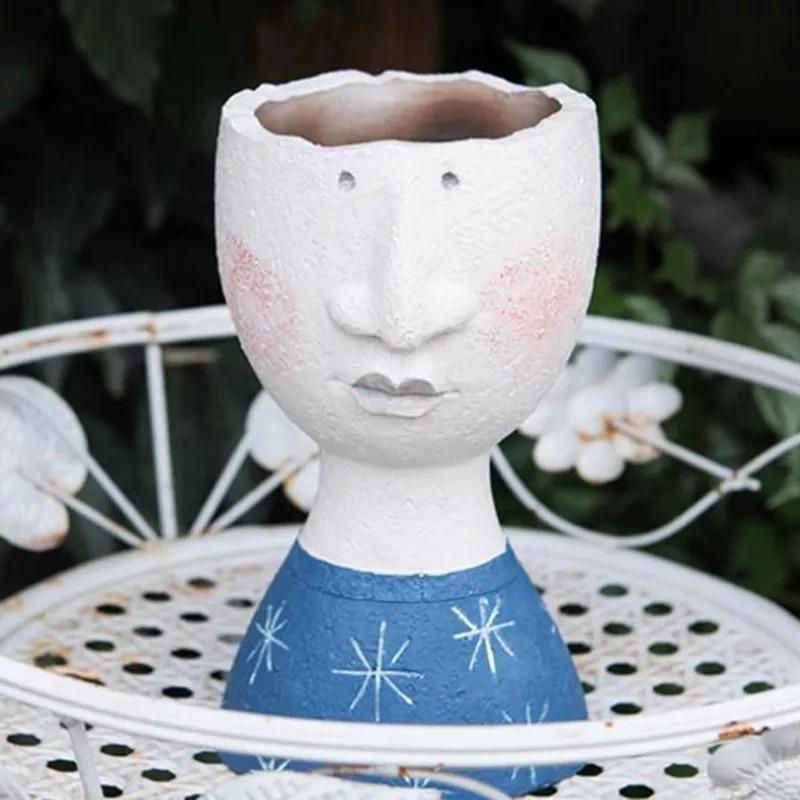 Face Planter Figurine Head Planter Pot