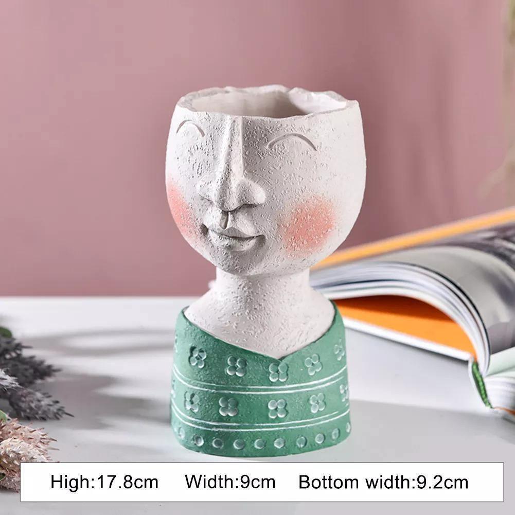 Face Planter Figurine Head Planter Pot
