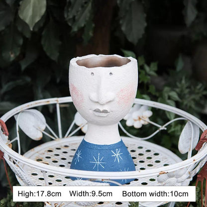 Face Planter Figurine Head Planter Pot