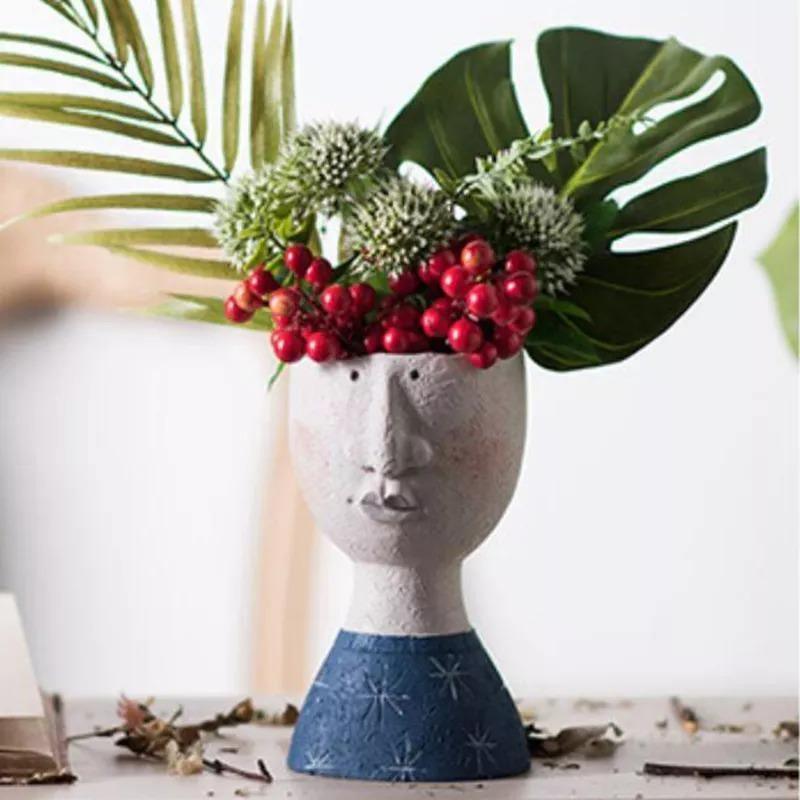 Face Planter Figurine Head Planter Pot